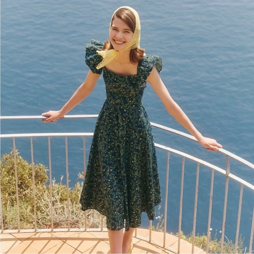 Hill House Daphne Midnight Garden Floral Midi Dress small